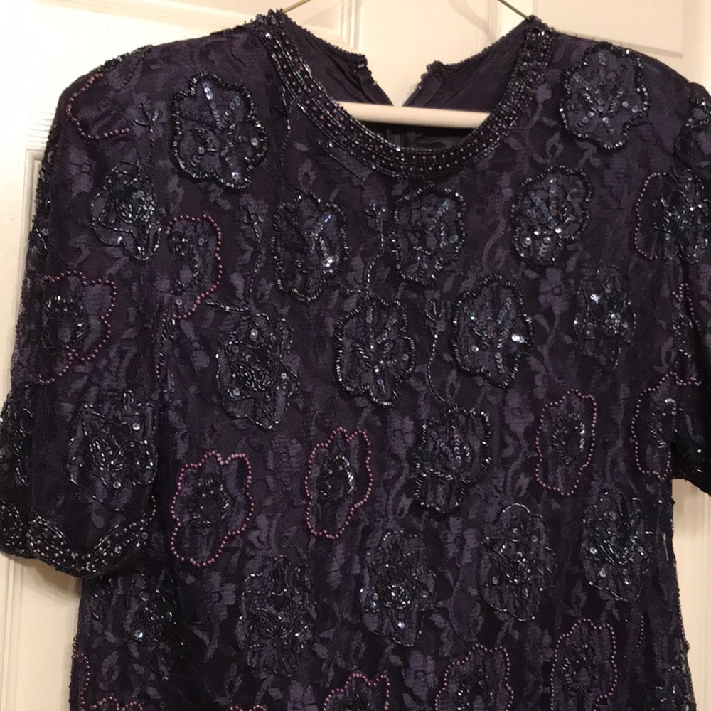 Ladies Navy Blue Sequenced/Beaded Dress